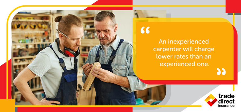 An inexperienced carpenter will charge lower rates than an experienced one